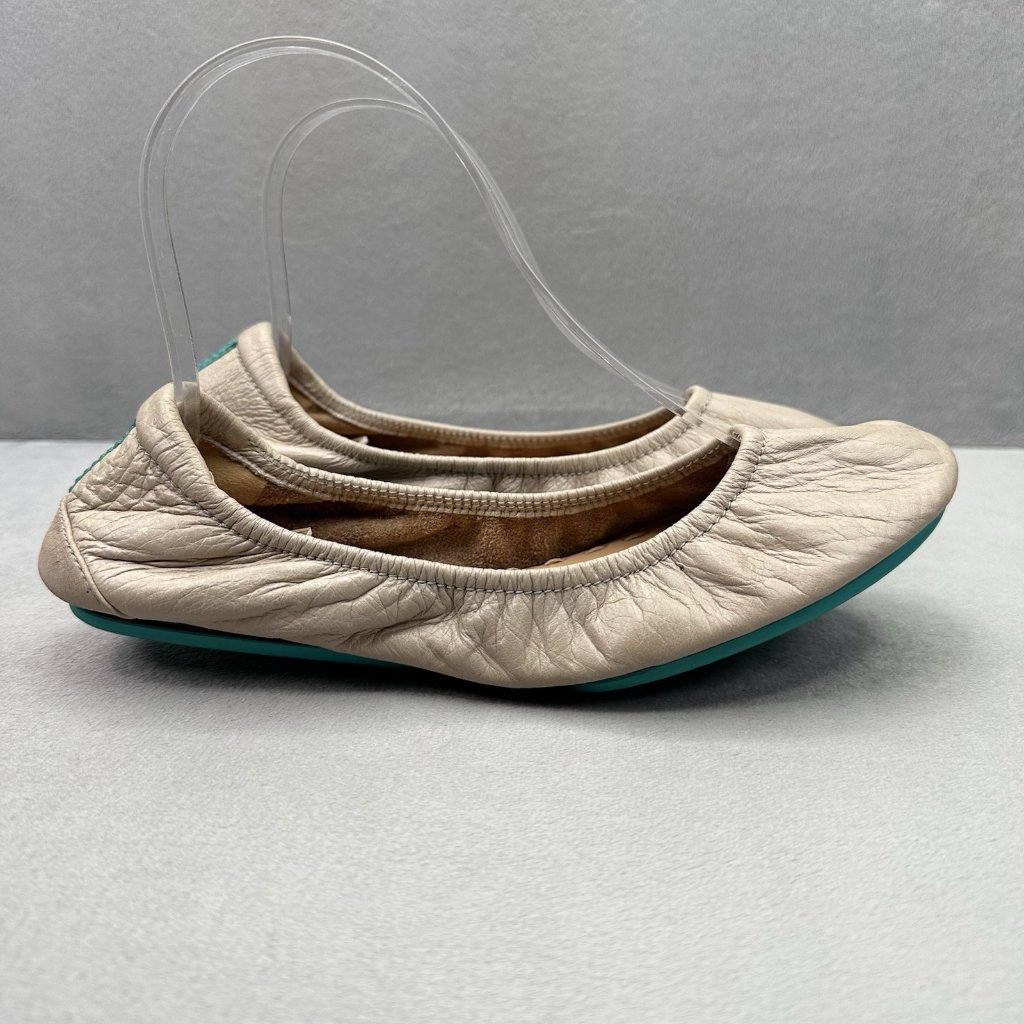 Tieks By Gavrieli Womens Size 8 Ballet Flats Taupe Folding Full Grain Leather